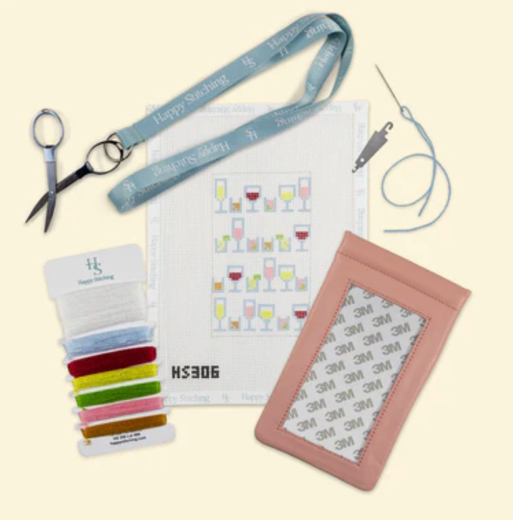 happy stitching Cocktail Celebration Eyeglass Case Needlepoint Kit