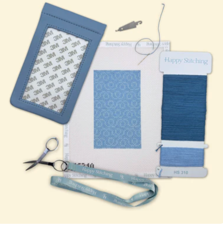 happy stitching Doodle Drift Eyeglass Case Needlepoint Kit