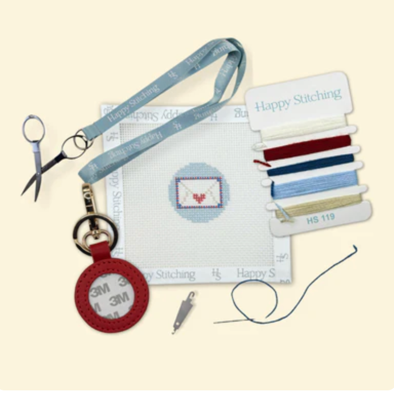 happy stitching Love Letter Needlepoint Key Fob Kit