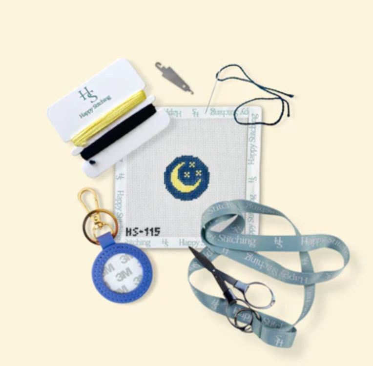 happy stitching Oh Heavens moon and stars Needlepoint Key Fob Kit