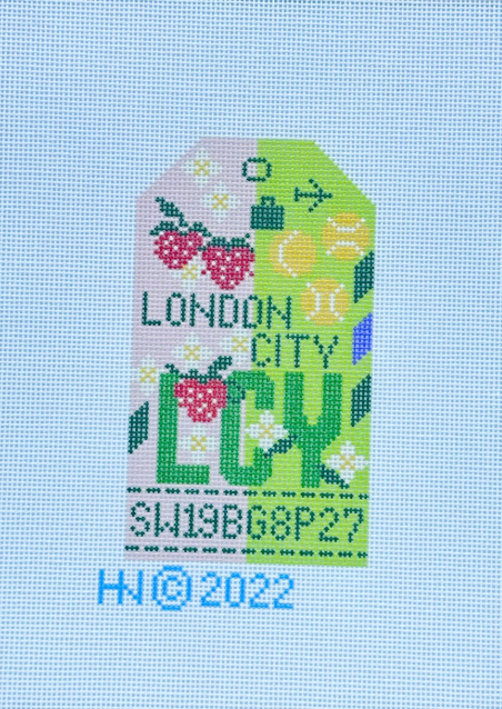 hedgehog London City LCY Retro Travel Tag needlepoint canvas