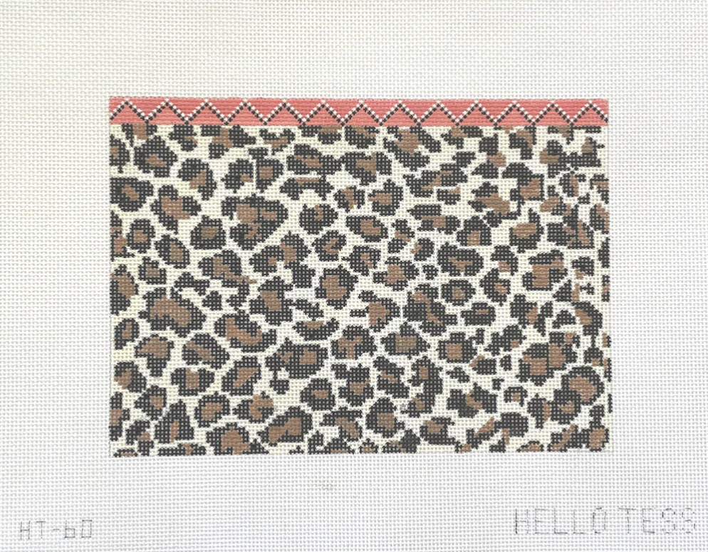 hello tess leopard print clutch needlepoint canvas