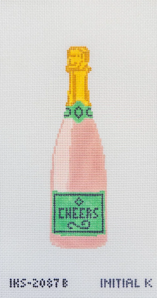 initial k Cheers Champagne Ornament needlepoint canvas