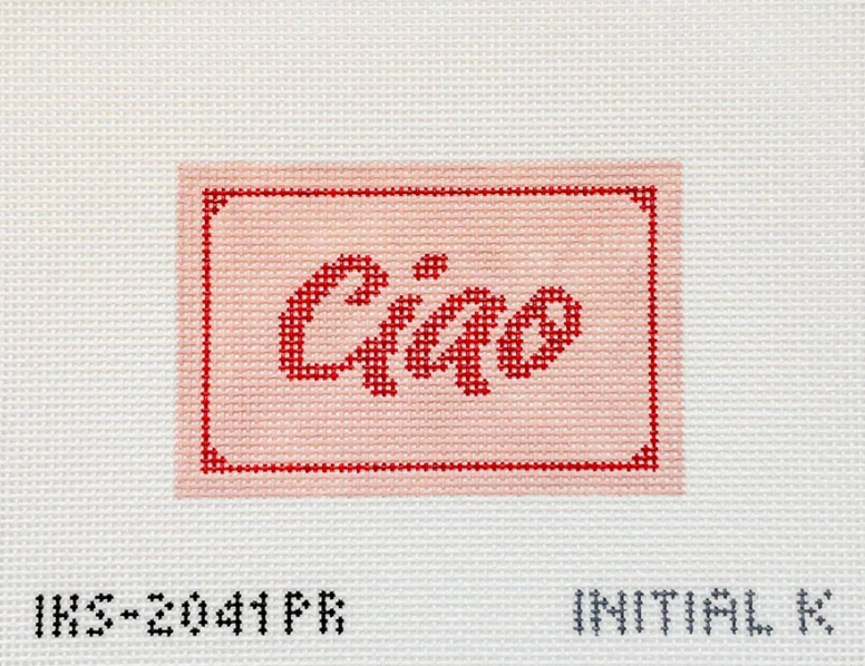 initial k Ciao Beginner Kit in Pink Red beginner needlepoint kit