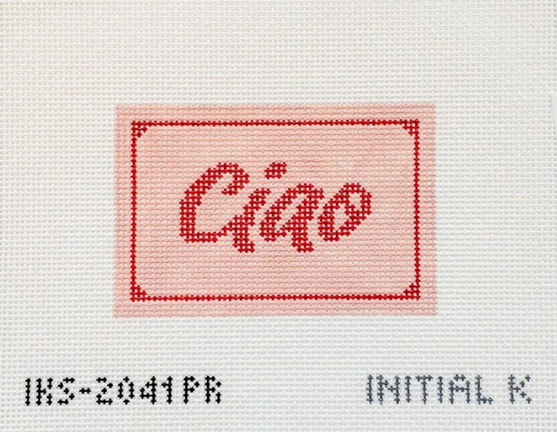 initial k Ciao Passport Pink needlepoint canvas