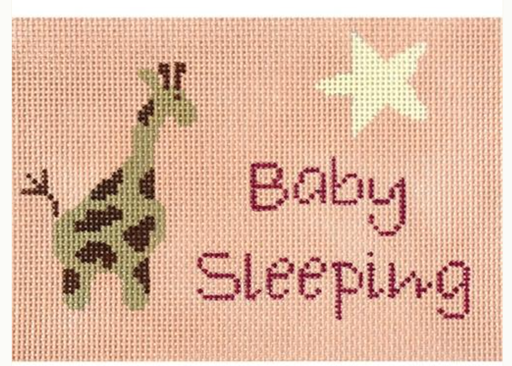 j child designs Giraffe Baby Sleeping Pink needlepoint canvas