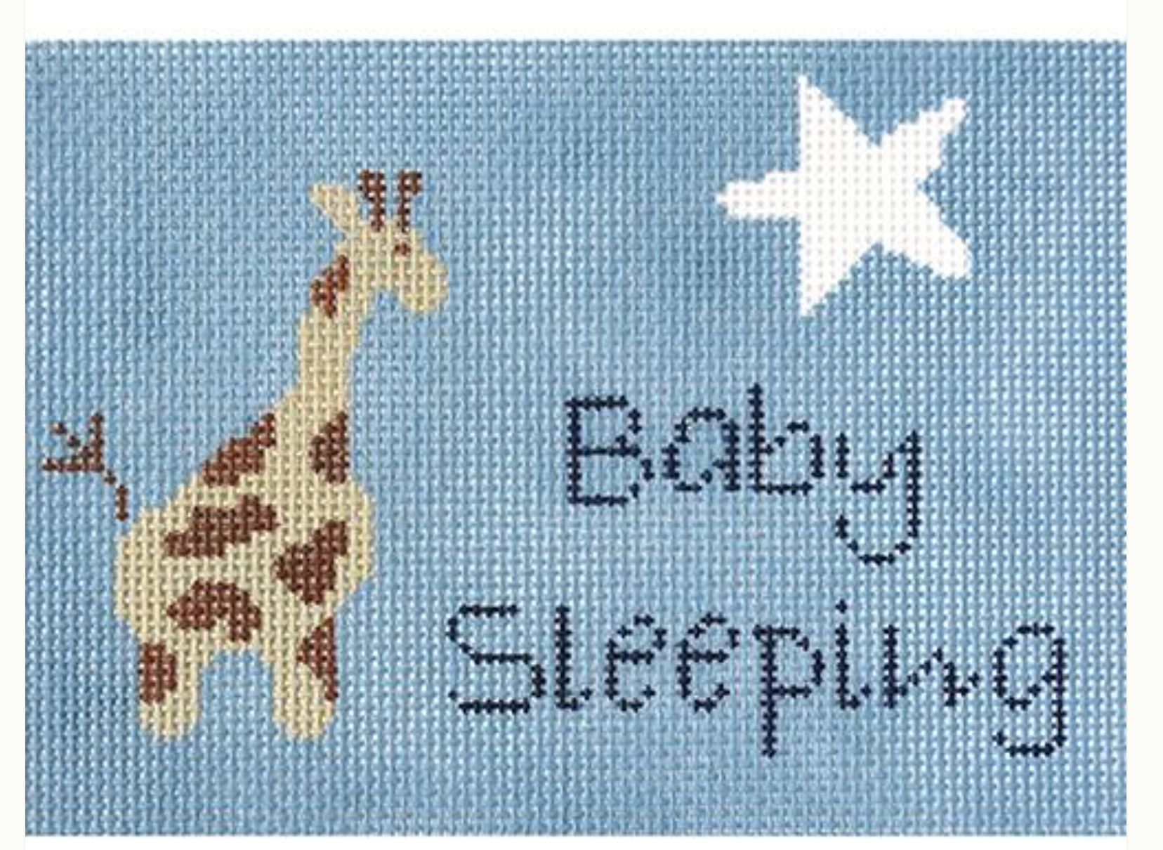 j childs Giraffe Baby Sleeping sign Blue needlepoint canvas