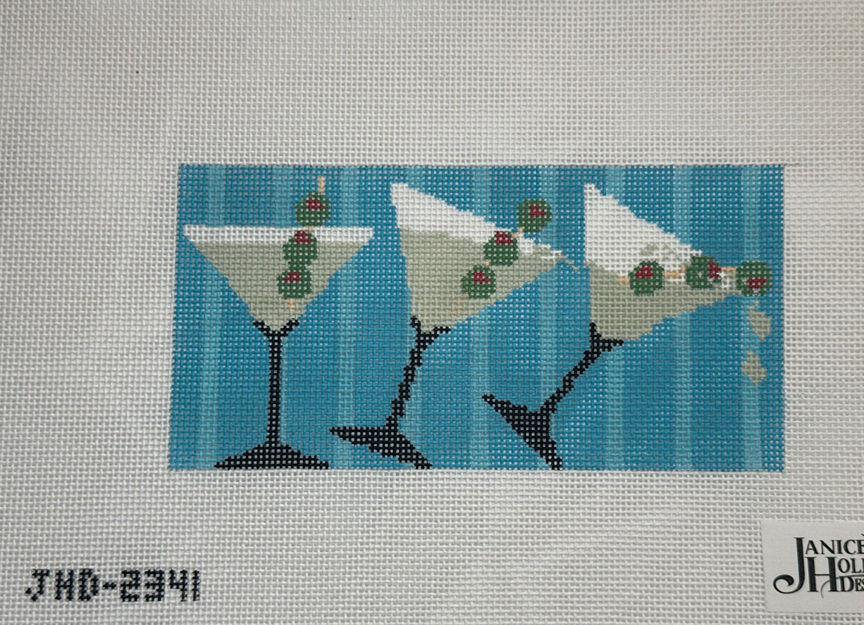 janice holden designs Three Martini Insert needlepoint canvas