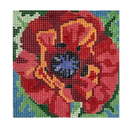 jean smith Full Bloom Poppy Coaster needlepoint canvas