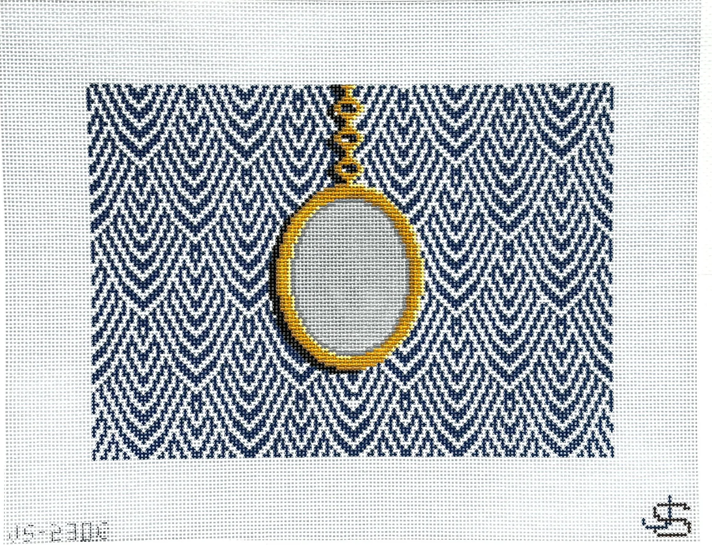 jeni sandberg Pendant Clutch Canvas in Blue needlepoint canvas