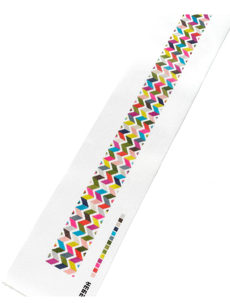 jeni sandberg Rainbow Chevron Bag Strap needlepoint canvas