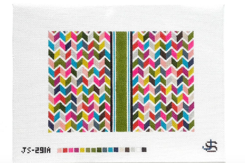 jeni sandberg Rainbow Chevron Clutch needlepoint canvas