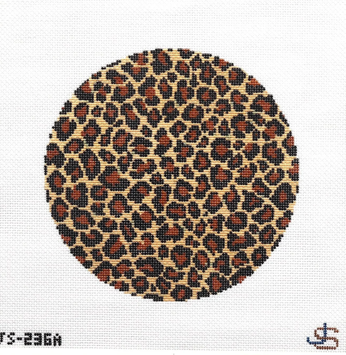 jeni sandberg leopard patten 8 inch circle pillow needlepoint canvas