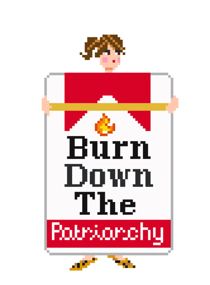 jennifer vallez Burn Down the Patriarchy girl needlepoint canvas