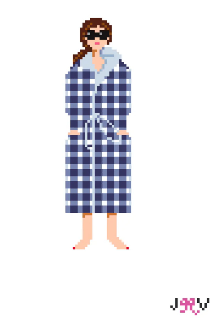 jennifer vallez Emotional Support Bathrobe Girl needlepoint canvas