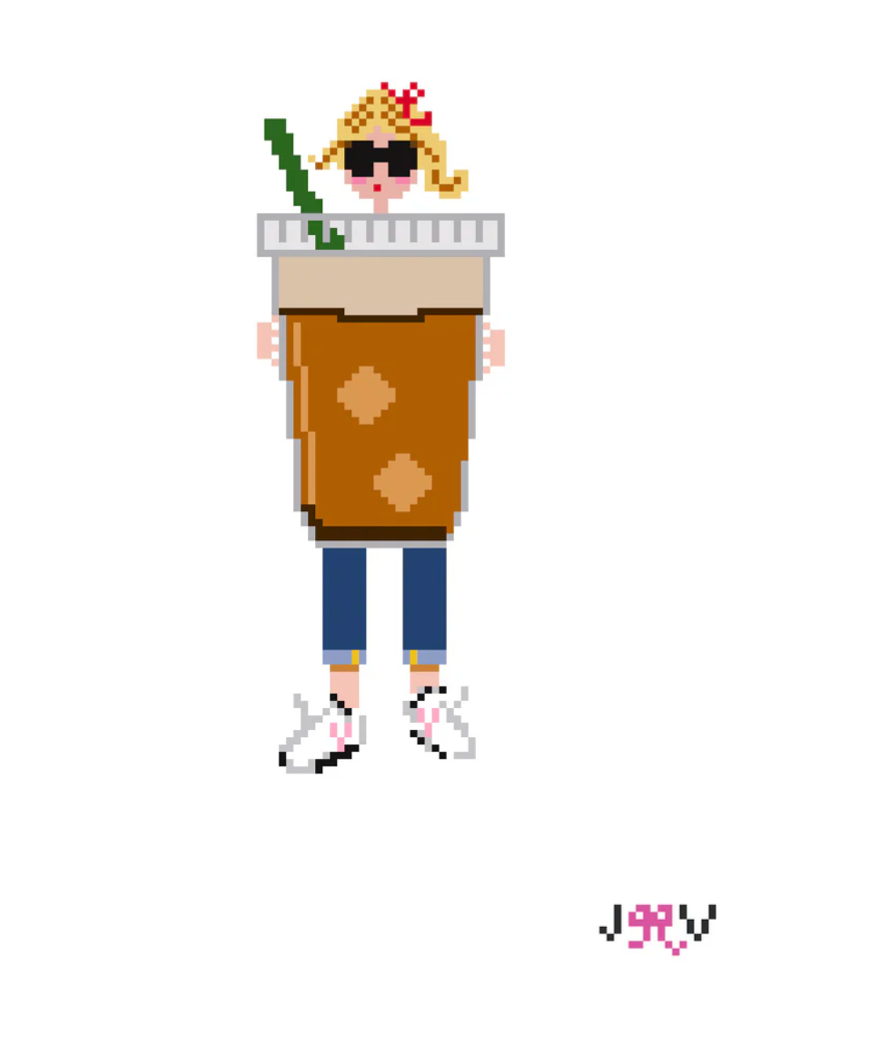 jennifer vallez Emotional Support Iced Coffee Blonde needlepoint canvas