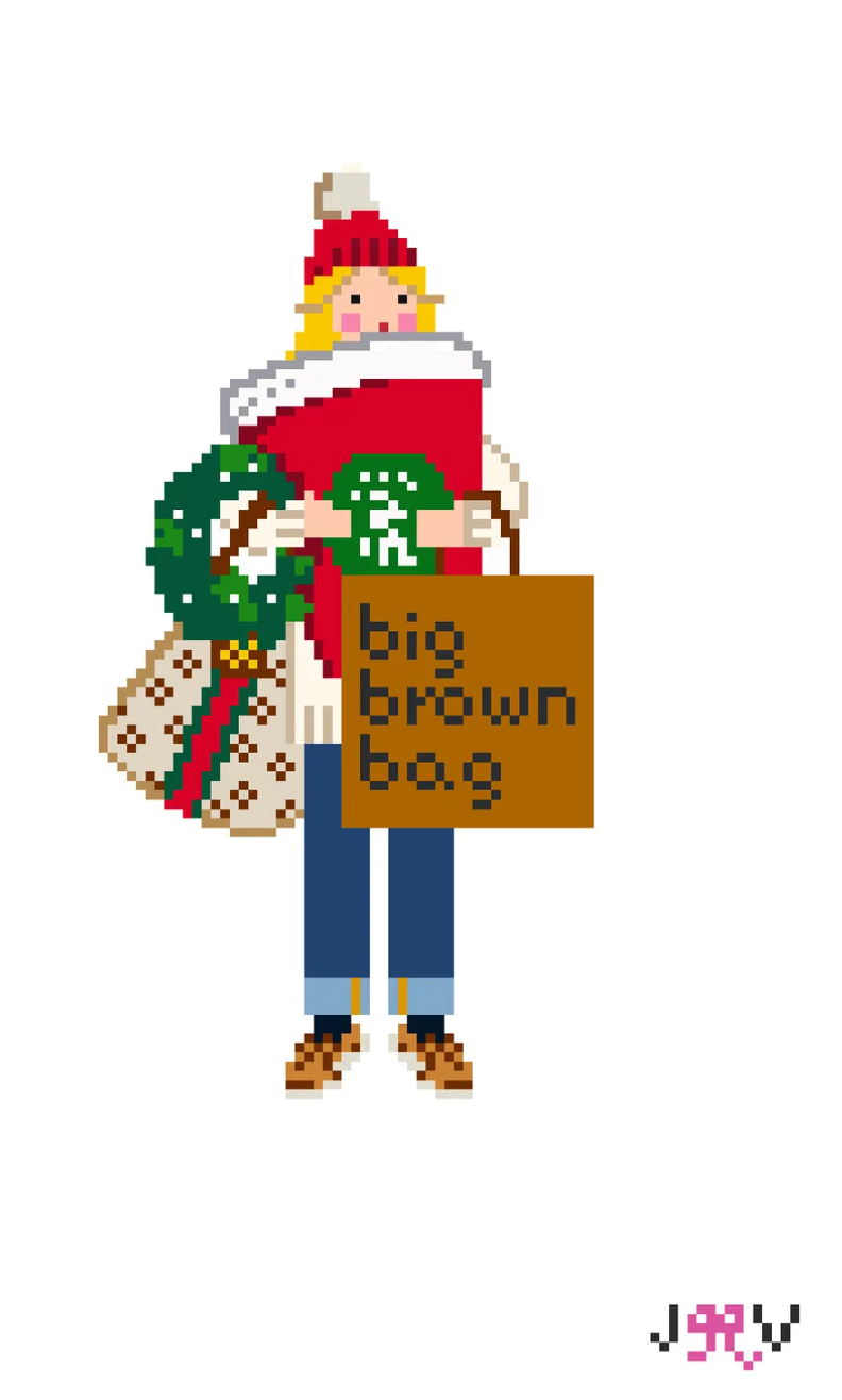 jennifer vallez Holiday Shopper Blonde needlepoint canvas