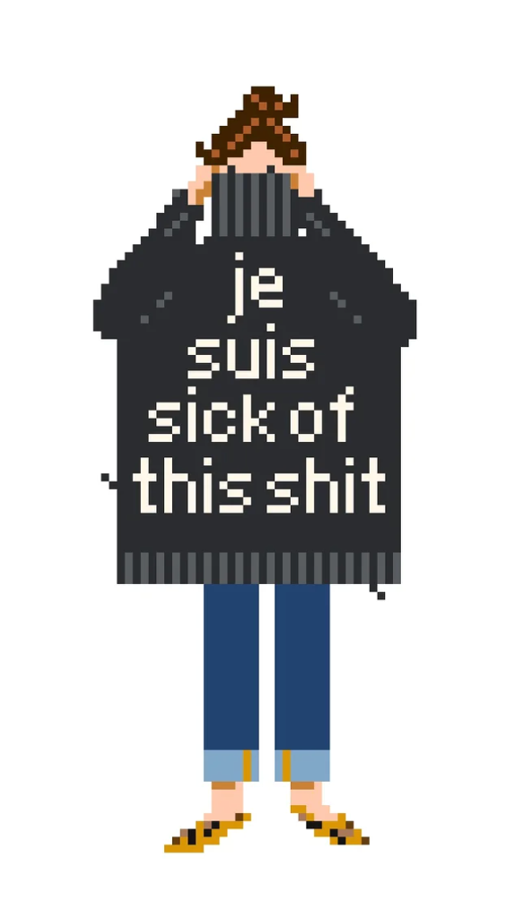jennifer vallez Je Suis Sick of This Shit Girl Printed needlepoint Canvas