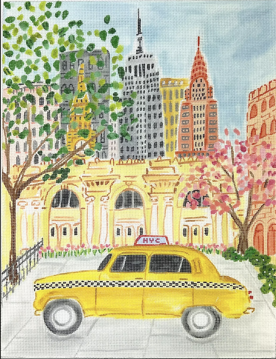kate dickerson NYC New York Taxi Cab by Lindsay Brackeen needlepoint canvas