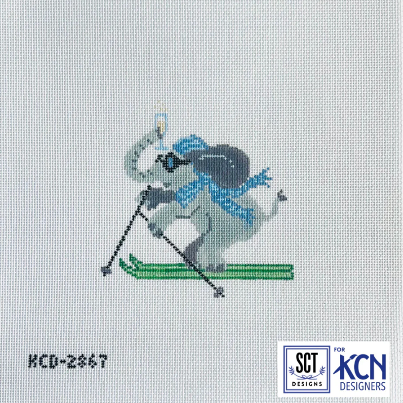 kc La Dolce Vita Alpine Elephant needlepoint canvas