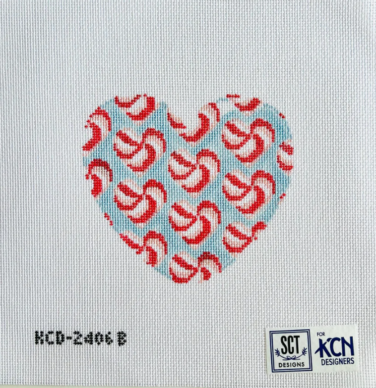 kc designers Blue Valentine Mint Heart needlepoint canvas
