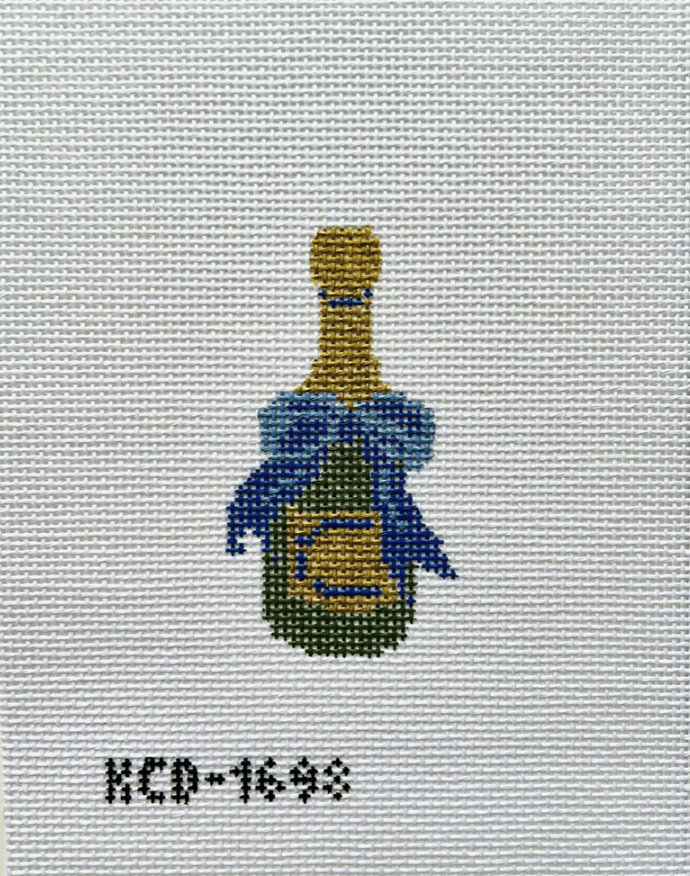 kc designers Champagne Bottle bag charm ornament needlepoint canvas