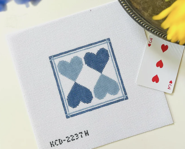kc designers Four Suits in Blue Hearts Beginners Kit needlepoint 