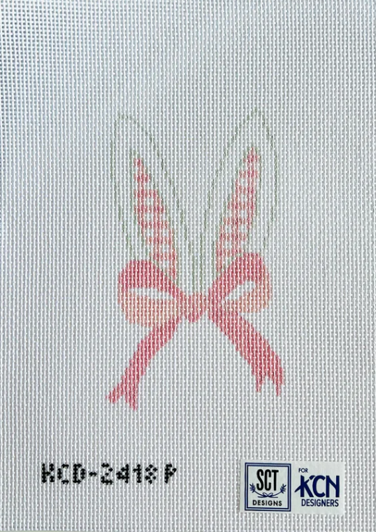 kc designers Gingham Bunny Ears Pink needlepoint canvas