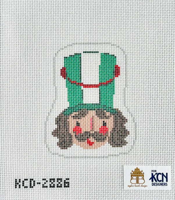 kc designers taylor neach Green Nutcracker Face Printed needlepoint Canvas