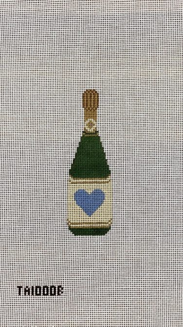 kc designers Heart Champagne Bottle needlepoint canvas