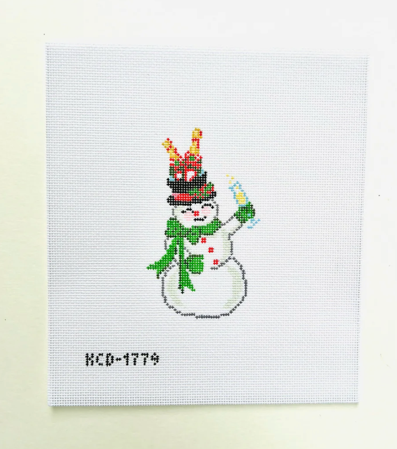 kc designers taylor beach Love at Frost Sight champagne snowman needlepoint canvas