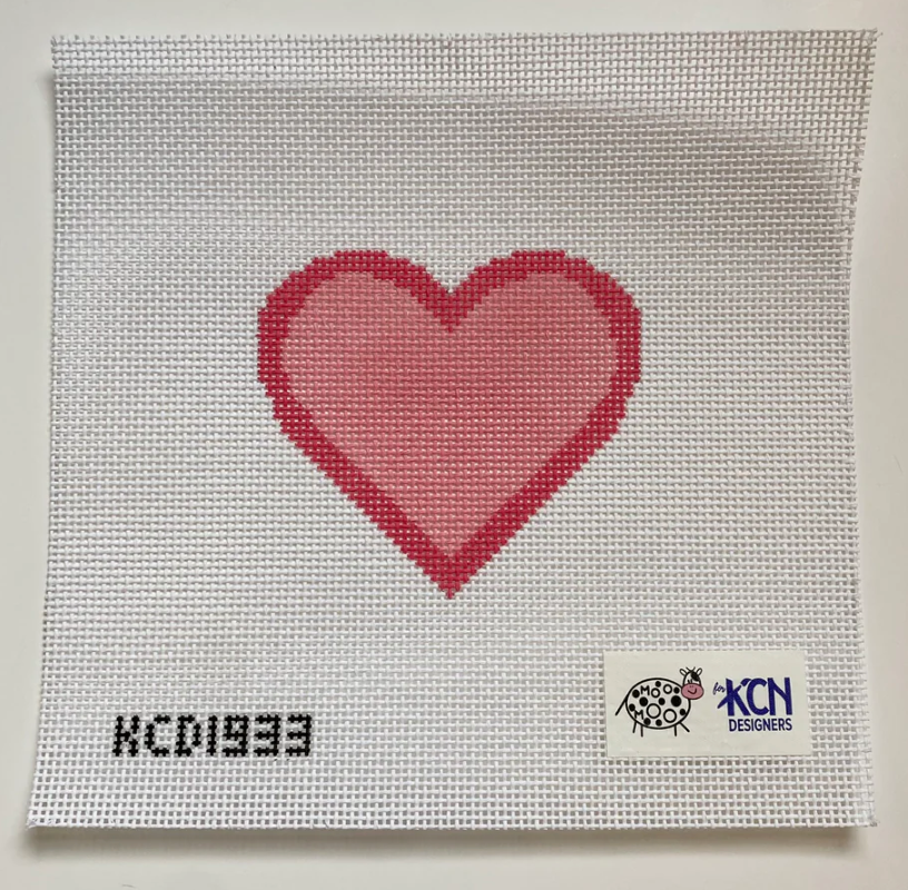 kc designers Pink Open Heart beginner needlepoint canvas