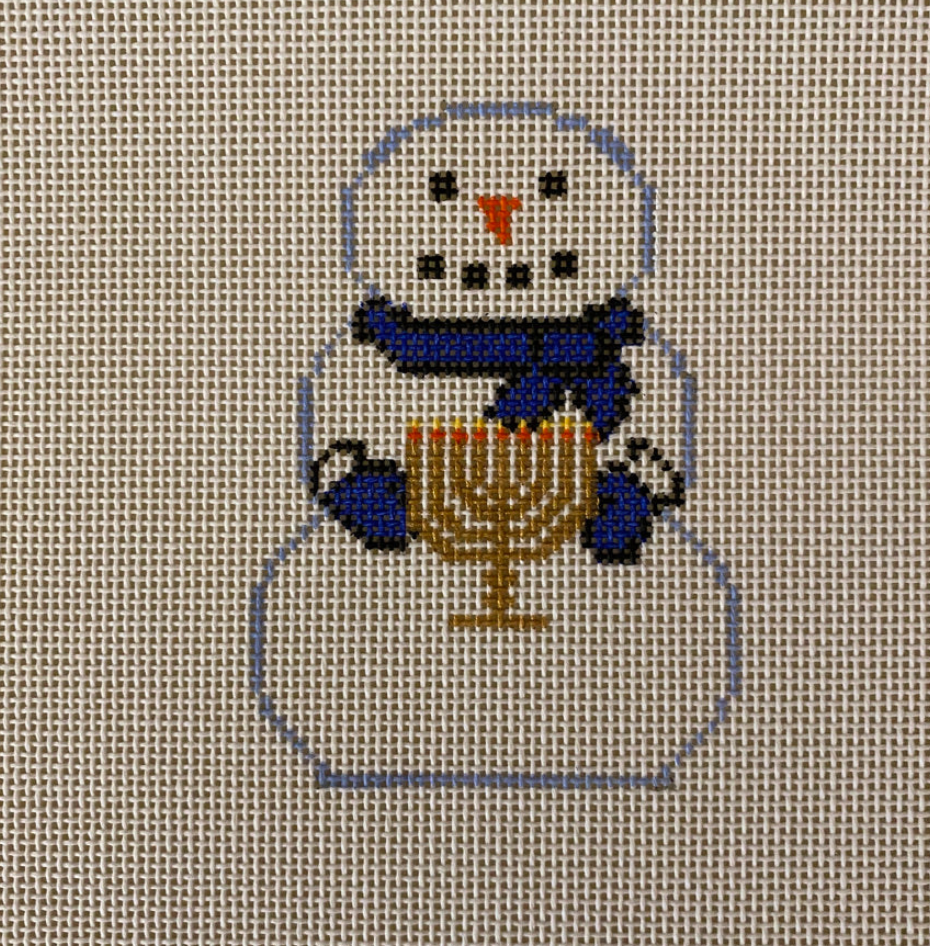 kc designers Snowman with Menorah needlepoint canvas