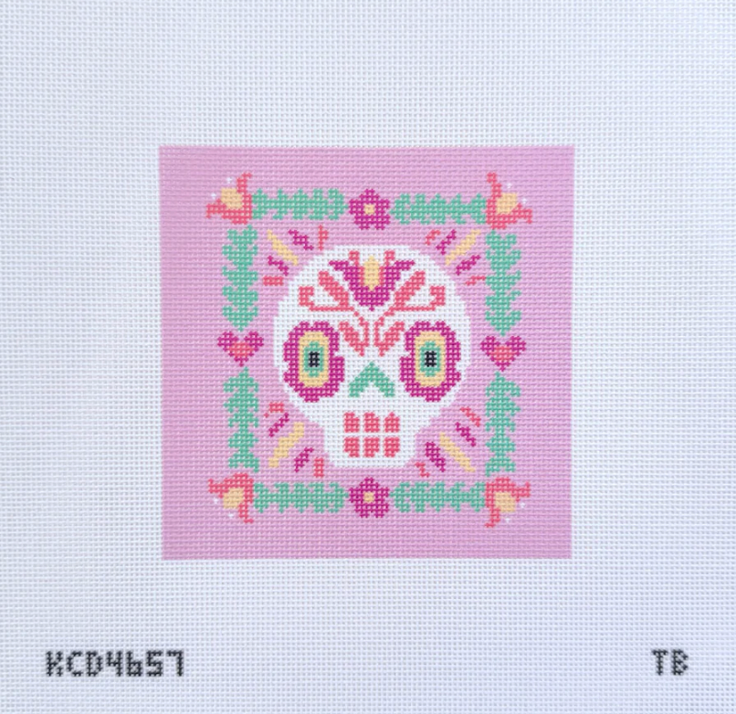 kc designers Sugar Skull 4 Printed needlepoint Canvas 