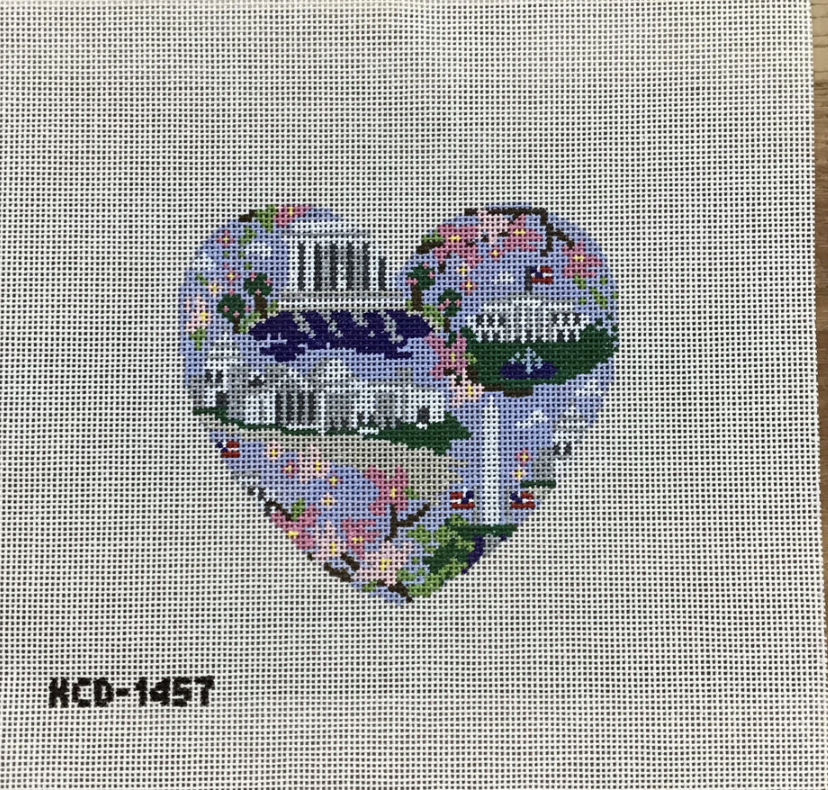 kc designers Washington DC Heart ornament needlepoint canvas