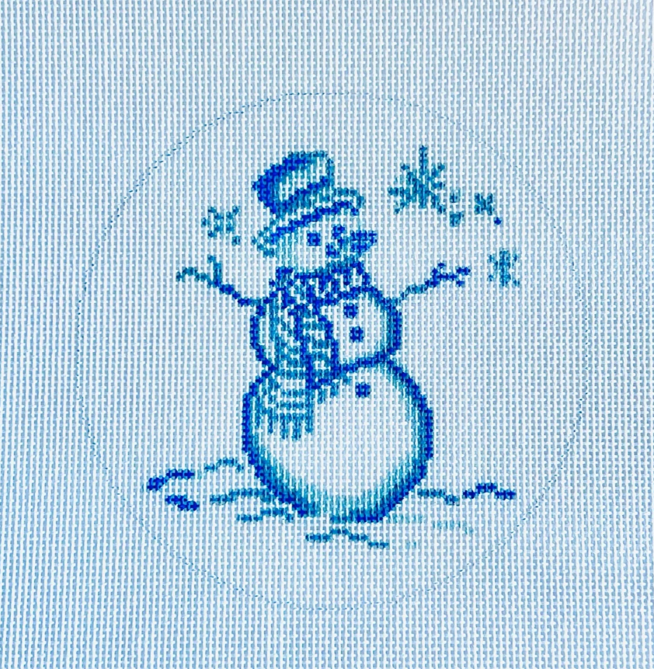 kcd Blue Snowman Ornament needlepoint canvas