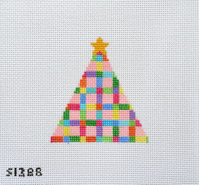 kcn Multi Colored Plaid Tree needlepoint canvas