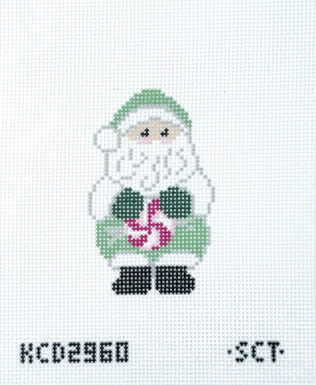 kcn Peppermint Santa Printed needlepoint Canvas