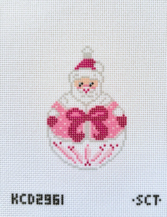 kcn Santa with Bow Printed needlepoint Canvas