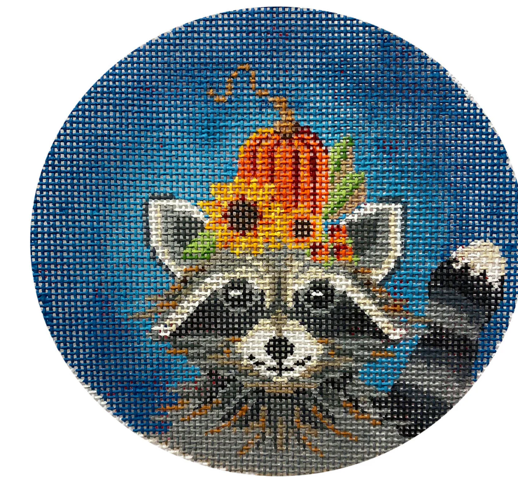 kelly clark Richie a Halloween Raccoon needlepoint canvas