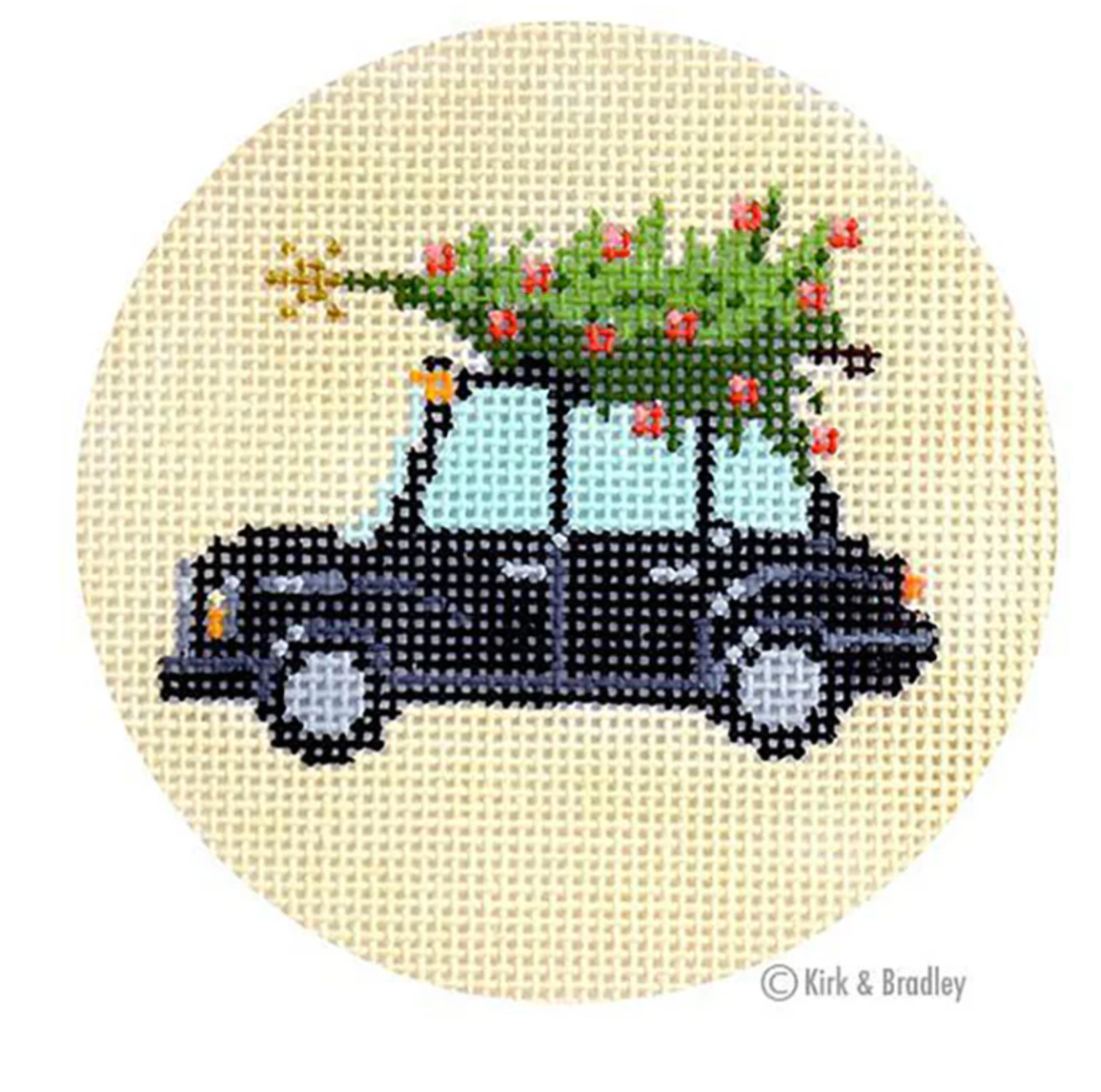 kirk and bradley Christmas in London Taxi needlepoint canvas