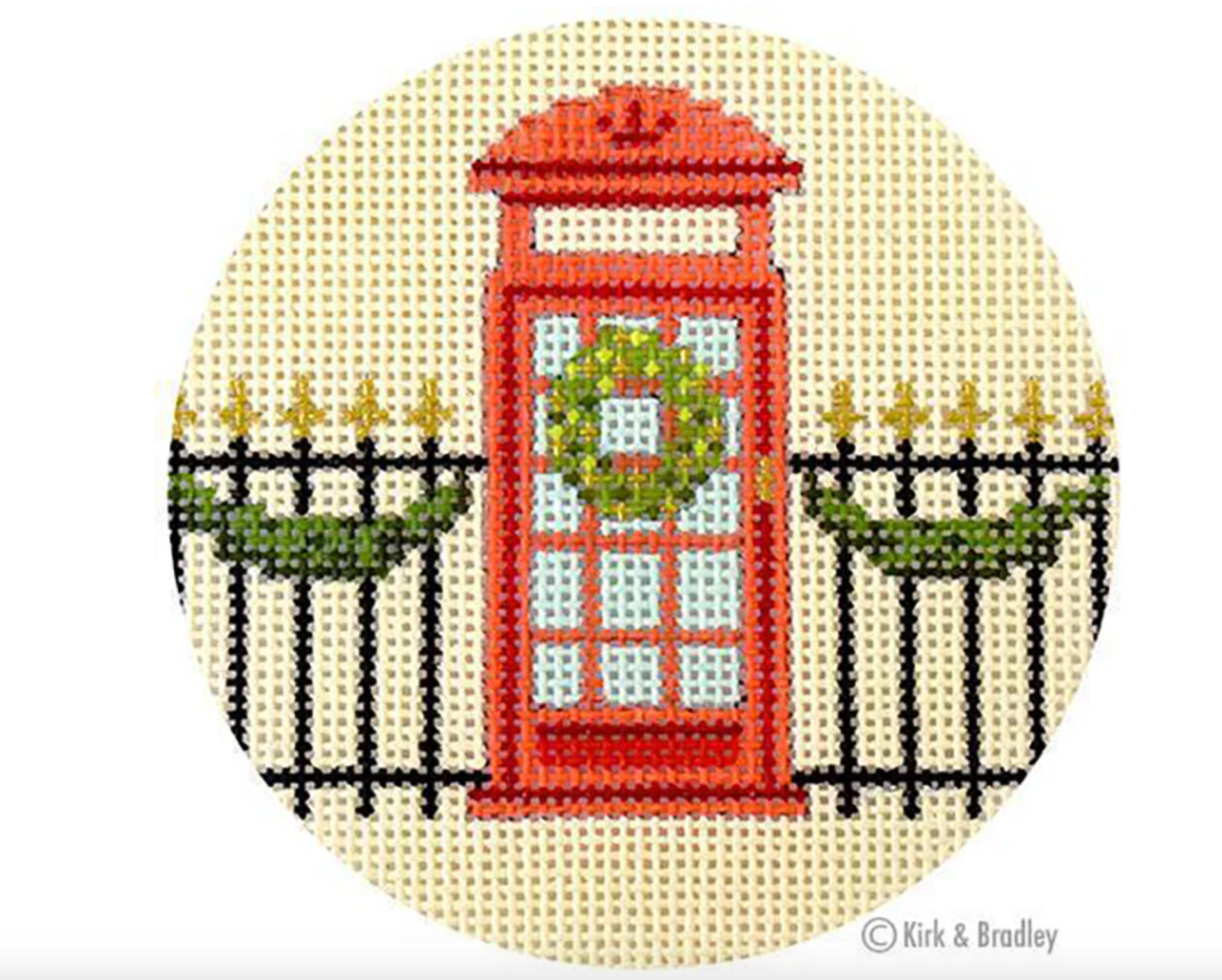 kirk and bradley Christmas in London Telephone Box phone booth needlepoint canvas