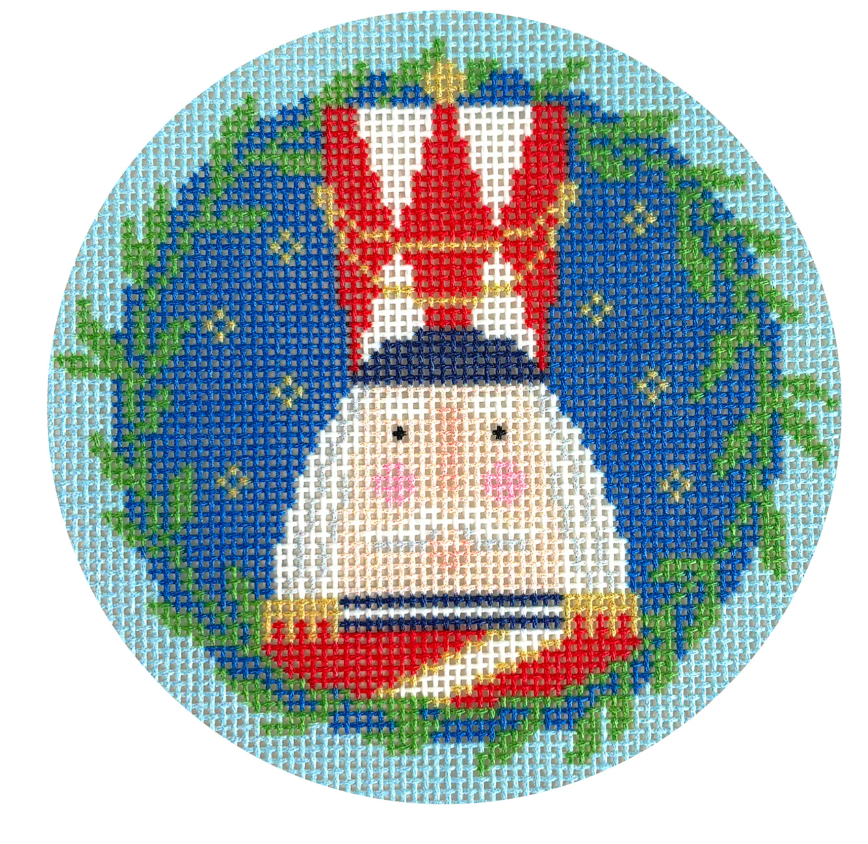 kirk and bradley Nutcracker Round Johann printed needlepoint canvas