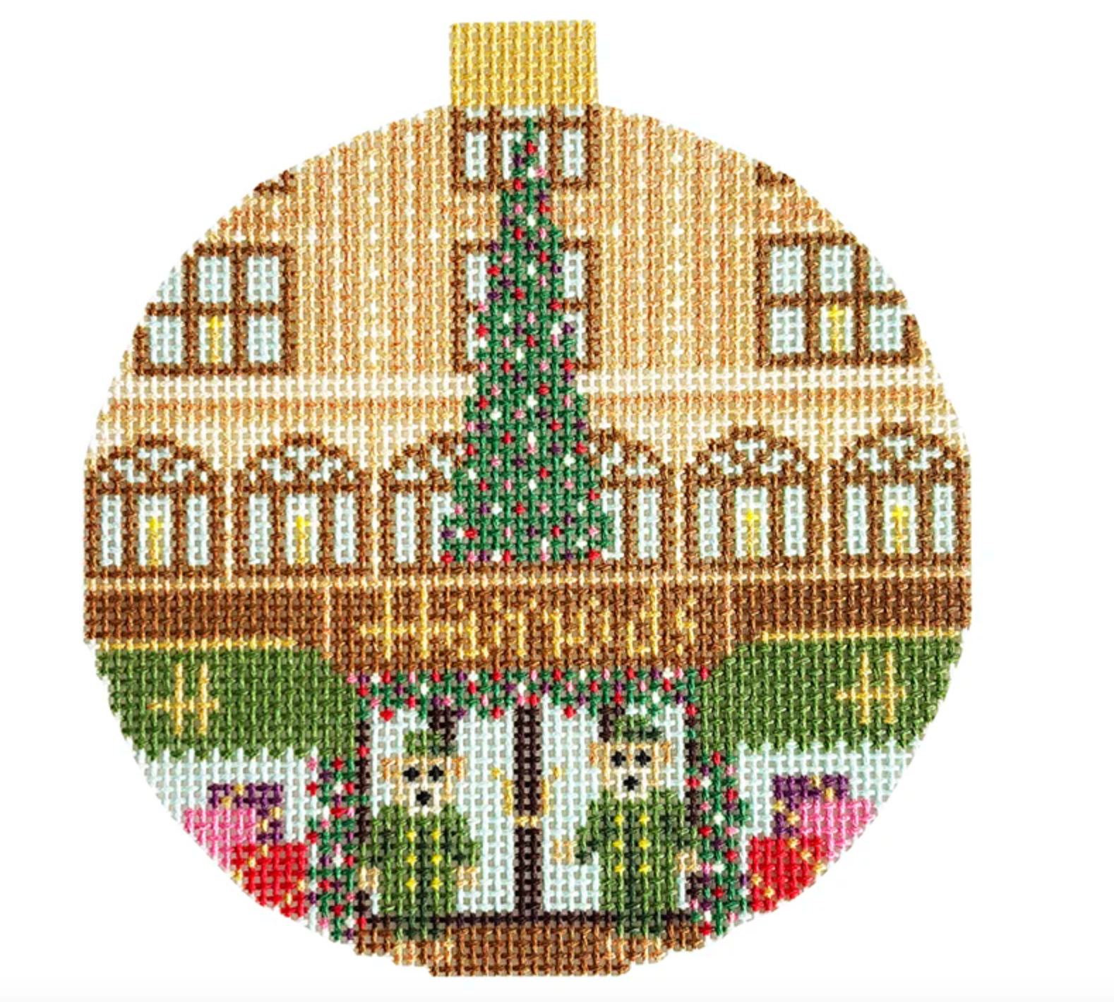 kirk and bradley london harrods round ornament needlepoint canvas