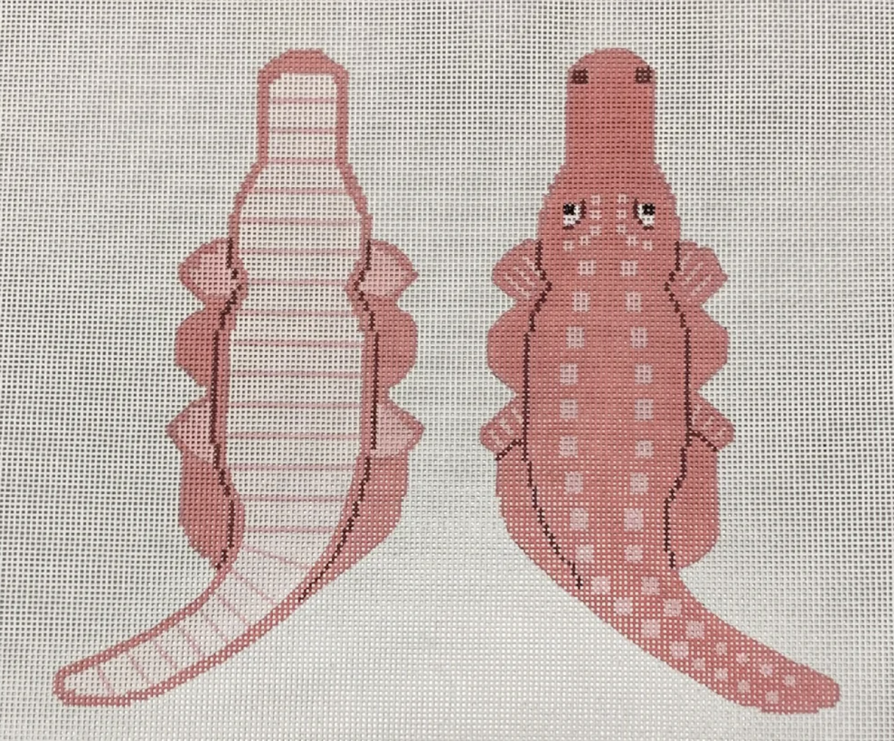labors of love double-sided pink alligator needlepoint canvas