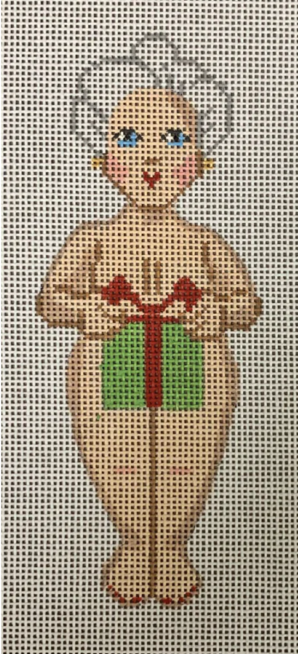 labors of love Naked Mrs Santa claus with Present needlepoint canvas