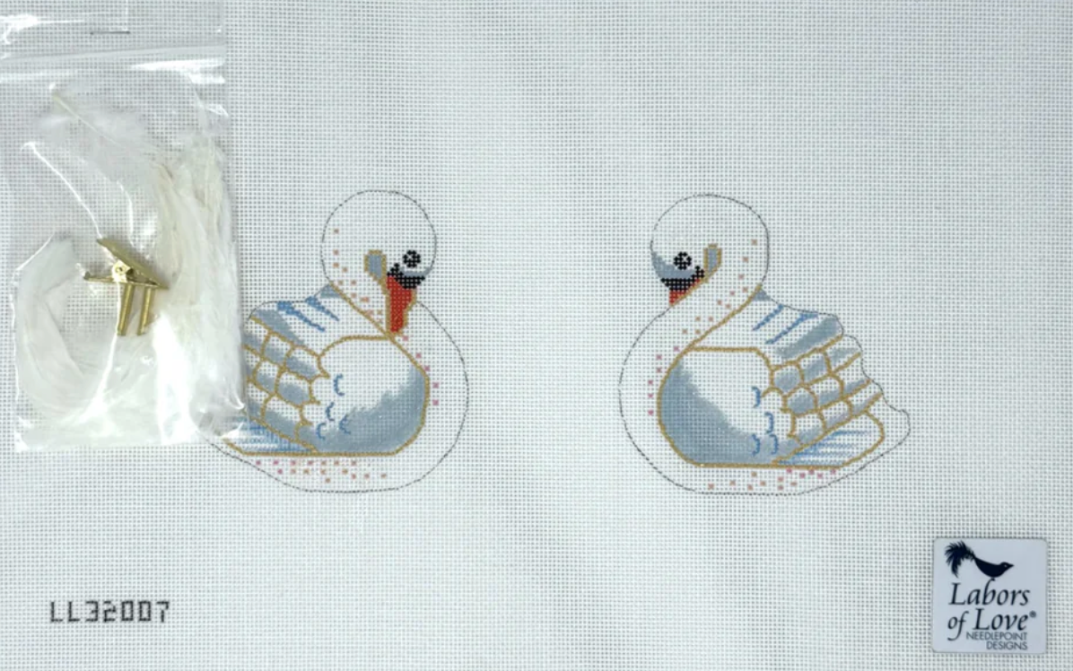 labors of love double sided swan clip on ornament needlepoint canvas