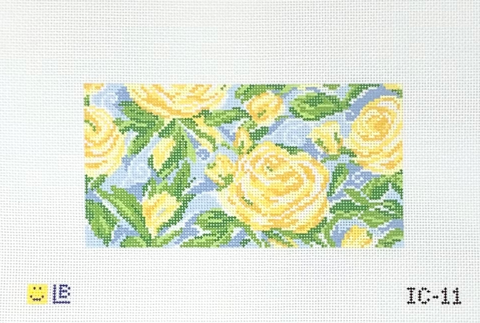 lauren bloch Lilly-Inspired Yellow Roses Eyeglass Case needlepoint canvas