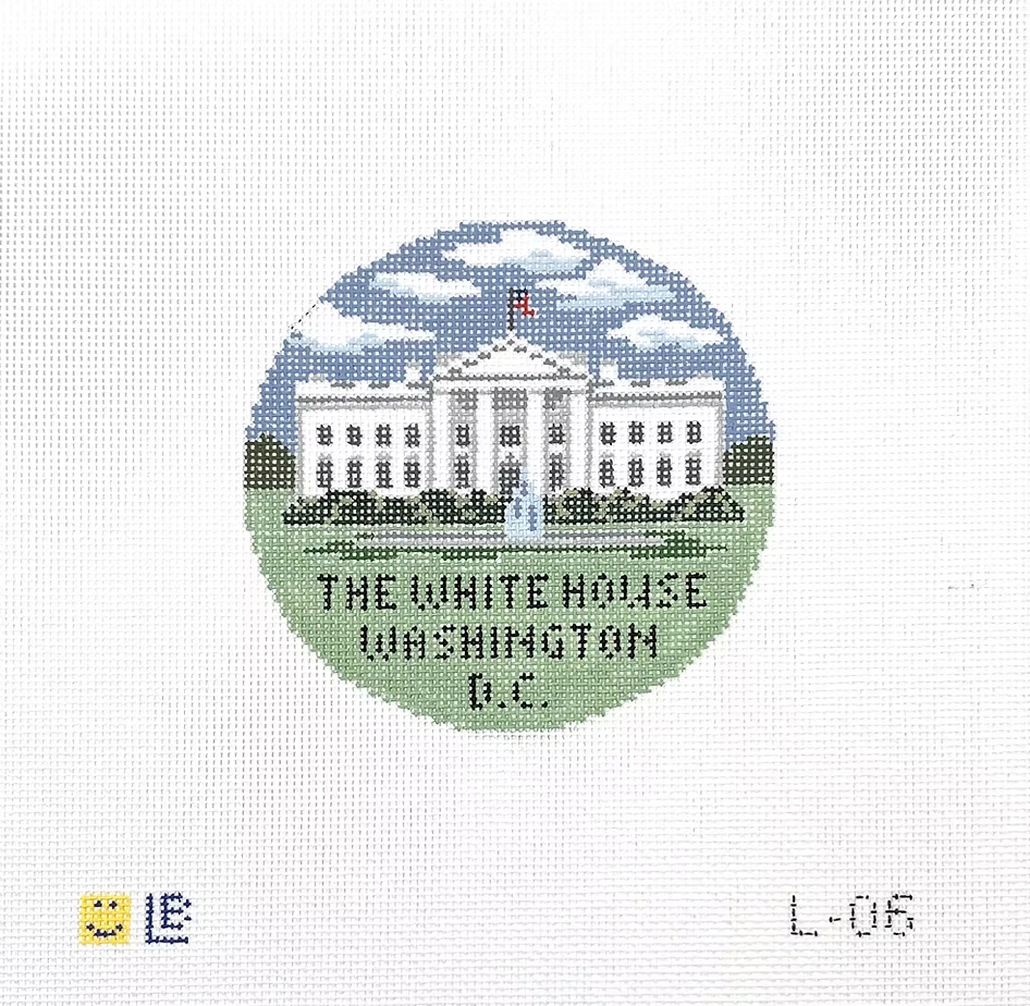 lauren bloch The White House Round needlepoint canvas