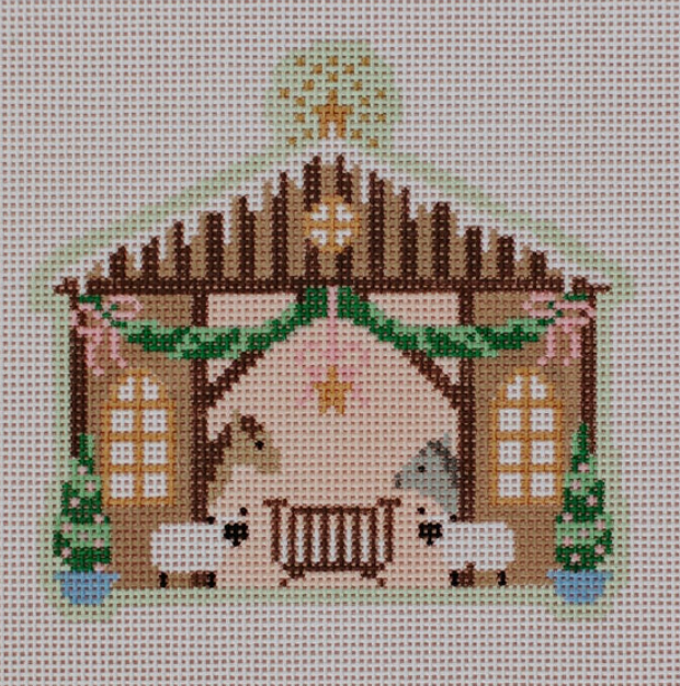 le point Christmas Village Stable needlepoint canvas